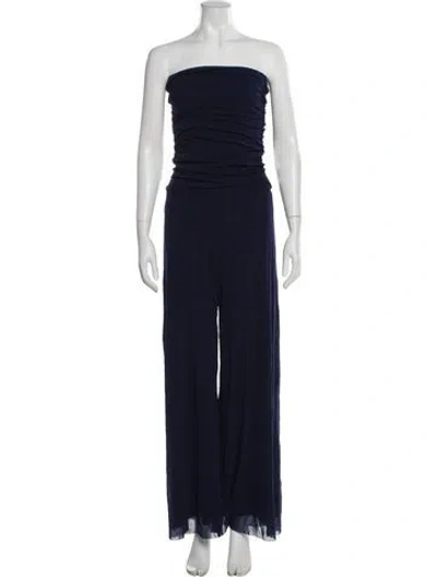 Pre-owned Fuzzi Strapless Jumpsuit In Blue