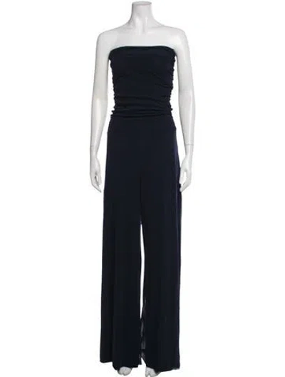 Pre-owned Fuzzi Strapless Jumpsuit In Blue