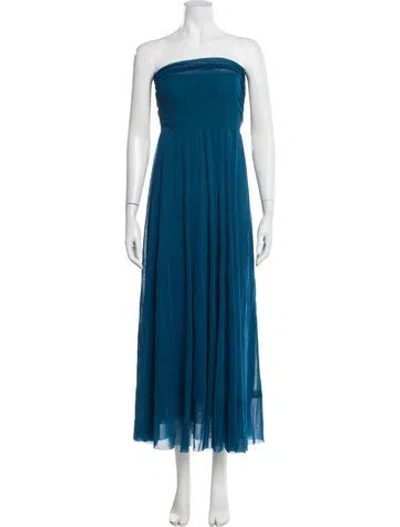 Pre-owned Fuzzi Strapless Long Dress In Blue