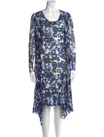 Pre-owned Fuzzi Tie-dye Print Midi Length Dress In Blue