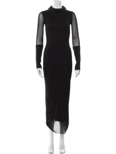 Pre-owned Fuzzi Turtleneck Long Dress In Black