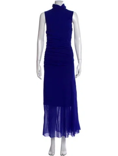 Pre-owned Fuzzi Turtleneck Long Dress In Blue