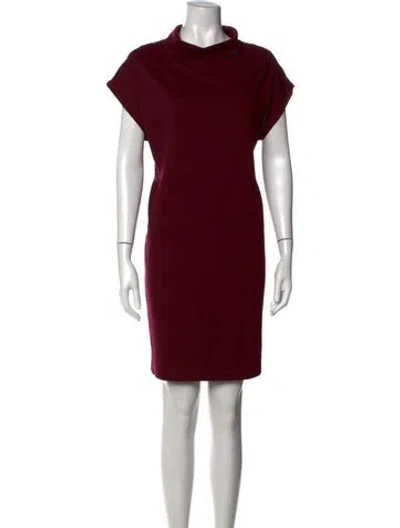 Pre-owned Fuzzi Turtleneck Mini Dress In Burgundy