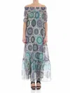 Fuzzi Off Shoulder Dress In Multicolor
