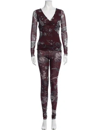 Pre-owned Fuzzi Vintage 2000's Pant Set In Burgundy/grey