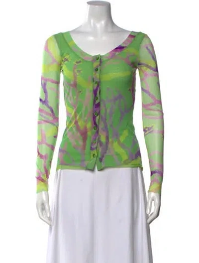 Pre-owned Fuzzi Vintage 2000's Sweater In Green/purple