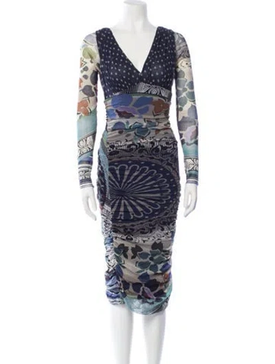 Pre-owned Fuzzi Vintage Knee-length Dress In Blue/grey