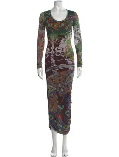 Pre-owned Fuzzi Vintage Long Dress In Green