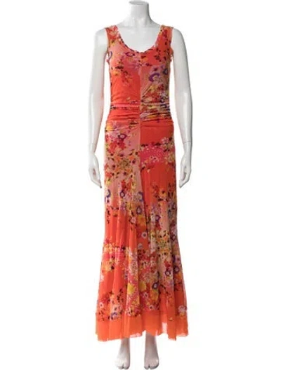 Pre-owned Fuzzi Vintage Long Dress In Orange