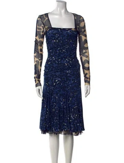 Pre-owned Fuzzi Vintage Midi Length Dress In Blue