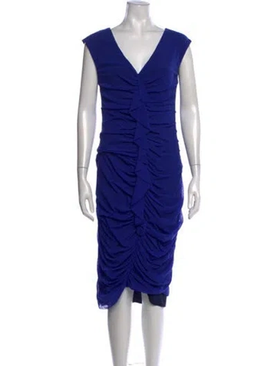 Pre-owned Fuzzi Vintage Midi Length Dress In Blue