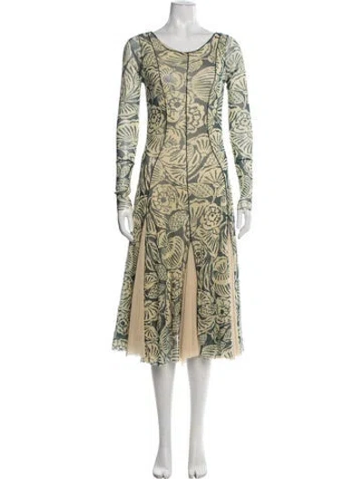Pre-owned Fuzzi Vintage Midi Length Dress In Green