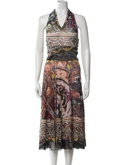 Pre-owned Fuzzi Vintage Midi Length Dress In Grey