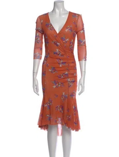 Pre-owned Fuzzi Vintage Midi Length Dress In Orange