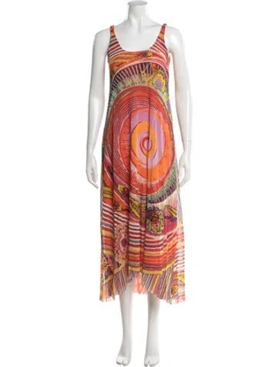 Pre-owned Fuzzi Vintage Midi Length Dress In Orange