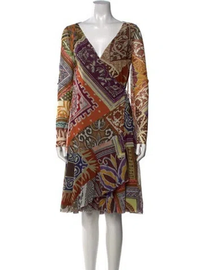 Pre-owned Fuzzi Vintage Midi Length Dress In Orange