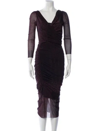 Pre-owned Fuzzi Vintage Midi Length Dress W/ Tags In Black/purple