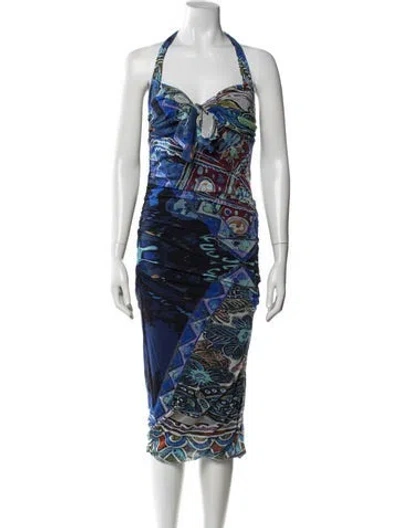 Pre-owned Fuzzi Vintage Midi Length Dress W/ Tags In Blue