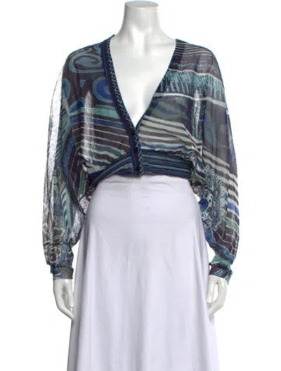 Pre-owned Fuzzi Vintage Printed Sweater In Blue