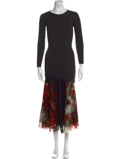 Pre-owned Fuzzi Virgin Wool Long Dress In Black