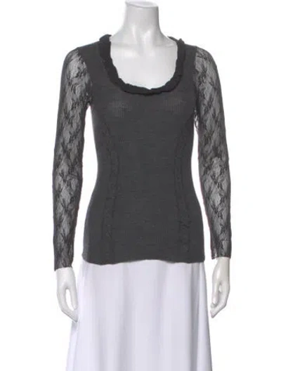 Pre-owned Fuzzi Virgin Wool Scoop Neck Sweater W/ Tags In Gray