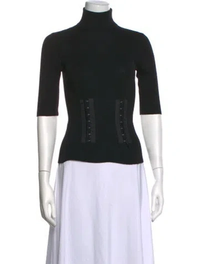 Pre-owned Fuzzi Virgin Wool Turtleneck Sweater In Black