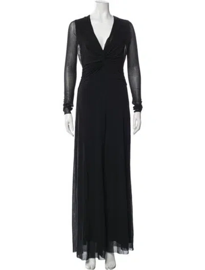 Pre-owned Fuzzi V-neck Jumpsuit In Black