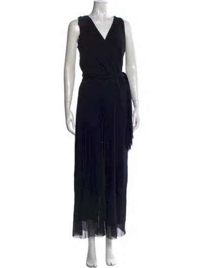 Pre-owned Fuzzi V-neck Jumpsuit W/ Tags In Black