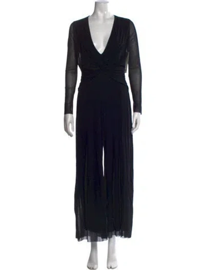 Pre-owned Fuzzi V-neck Jumpsuit W/ Tags In Black