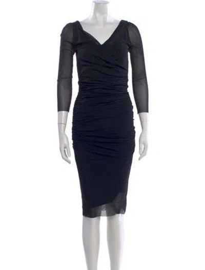Pre-owned Fuzzi V-neck Knee-length Dress In Blue