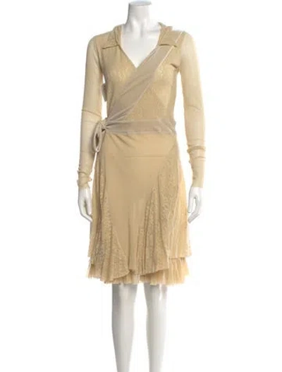 Pre-owned Fuzzi V-neck Knee-length Dress In Neutral