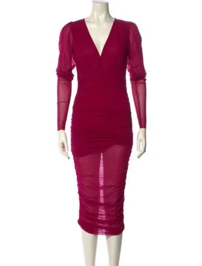 Pre-owned Fuzzi V-neck Long Dress In Pink