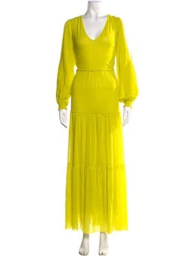 Pre-owned Fuzzi V-neck Long Dress W/ Tags In Yellow