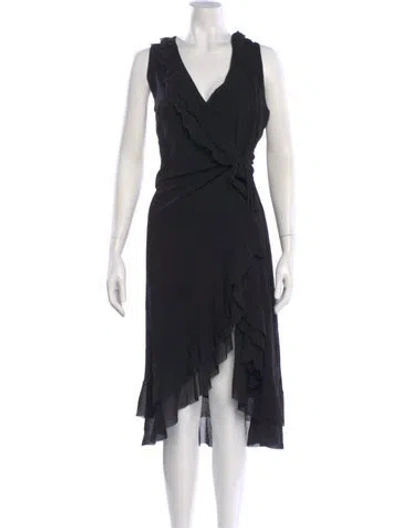 Pre-owned Fuzzi V-neck Midi Length Dress In Black