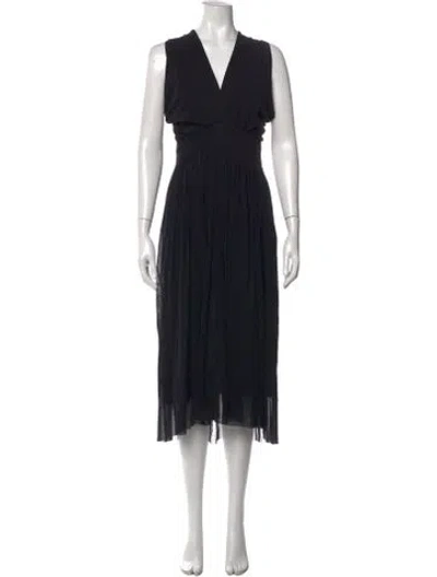 Pre-owned Fuzzi V-neck Midi Length Dress In Black