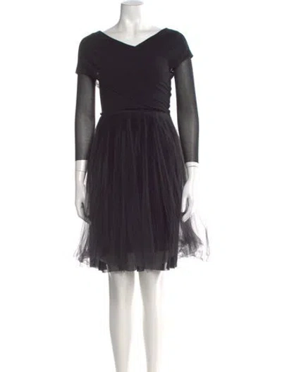 Pre-owned Fuzzi V-neck Mini Dress In Black