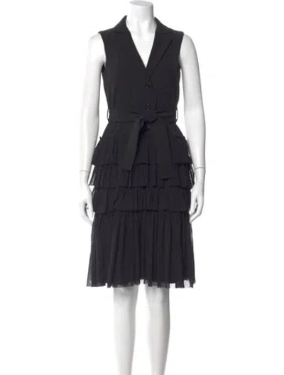 Pre-owned Fuzzi V-neck Mini Dress In Black