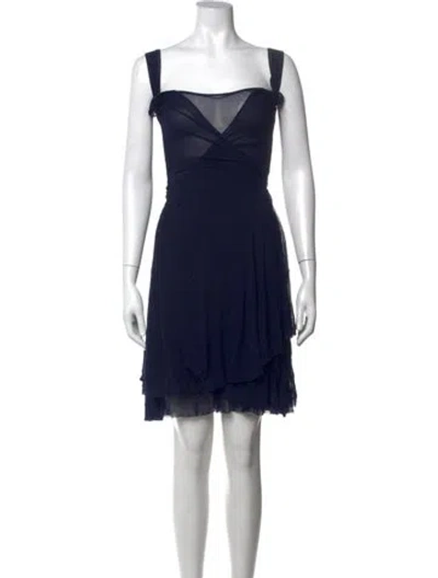 Pre-owned Fuzzi V-neck Mini Dress In Blue