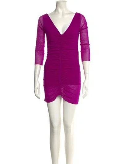 Pre-owned Fuzzi V-neck Mini Dress In Purple