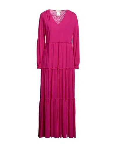 Fuzzi Woman Maxi Dress Fuchsia Size M Polyamide In Pink