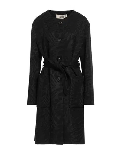 Fuzzi Woman Overcoat & Trench Coat Black Size 12 Virgin Wool, Viscose