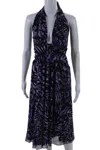 Fuzzi Womens Purple Printed Halter Neck Sleeveless Shift Dress In Purple