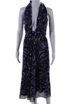 Fuzzi Womens Purple Printed Halter Neck Sleeveless Shift Dress In Purple