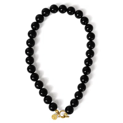 Fv Jewellery Women's Black Onyx Polished Necklace - Silver