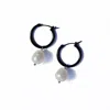 Fv Jewellery Women's Black / White Black & Fresh Water Pearl Hoop Earrings