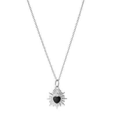Fv Jewellery Women's La Stèle Black Onyx Heart Necklace
