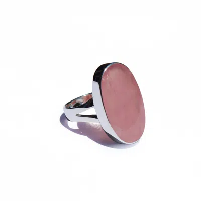 Fv Jewellery Women's Pink / Purple / Silver La Stèle Rose Quartz Ring In Gray