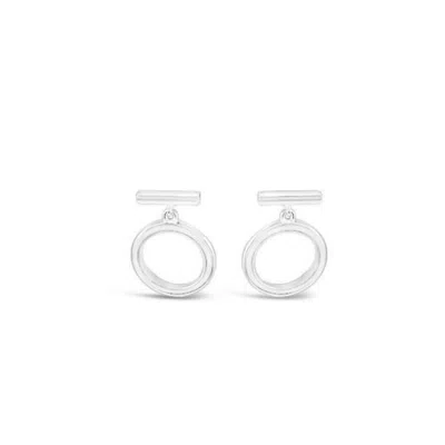 Fv Jewellery Women's Silver Demi Circle Stud Earrings With Bar