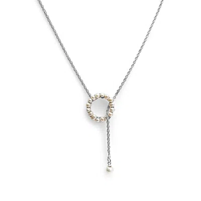 Fv Jewellery Women's Silver Perle Circle Seed Pearl Lariat