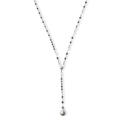 Fv Jewellery Women's Silver Perle Fresh Water Pearl White & Silver Lariat Necklace